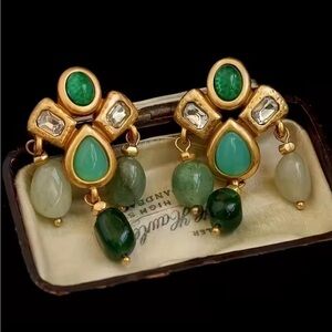 Verdant Opaline Gilded Suspended Earrings